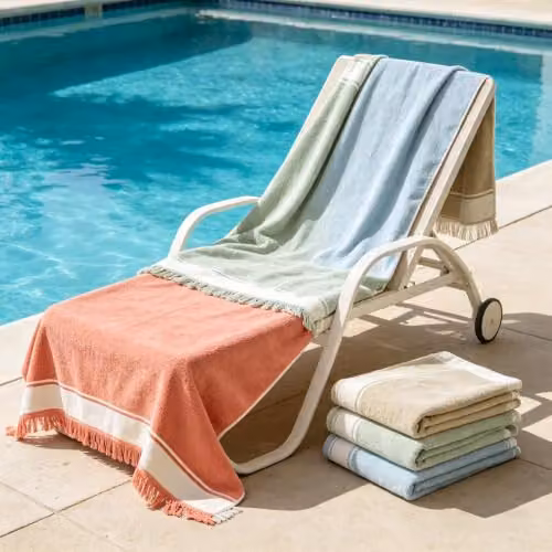 Lyndon Shoreline Stripe Cotton Beach Towel in Coral Pink, W/H: 80 x 165 cm – 3