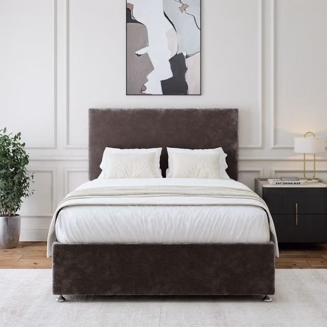 Bedmaster Single Upholstered Fabric Divan Base in Grey Anthracite