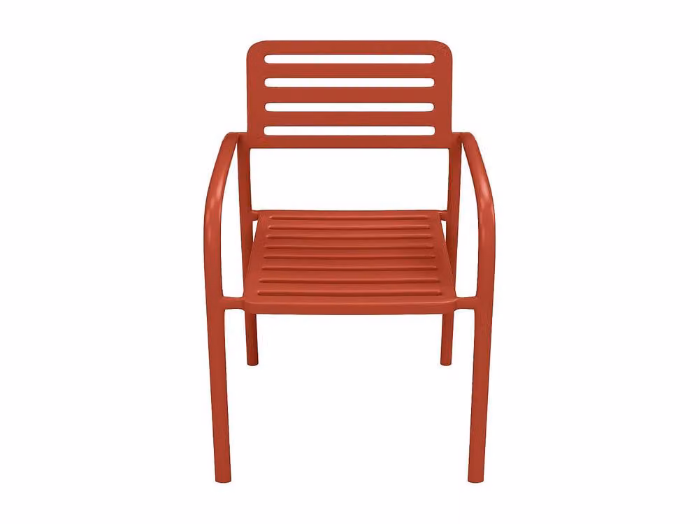 MYLIA NILY Set of 2 Stackable Metal Garden Armchairs in Terracotta Orange, H 79.5 x W 55 x D 55 cm – 3
