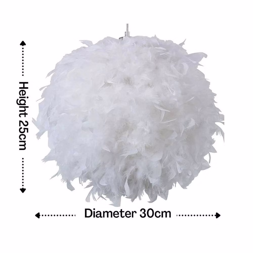PAWNORA White Feather Light Shade, Diameter: 30 cm – 2