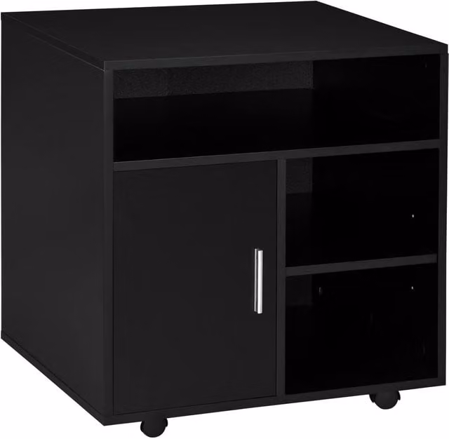 Rolipo Mobile Printer Stand with Storage, Black, W: 60 cm, D: 50 cm, H: 65.5 cm