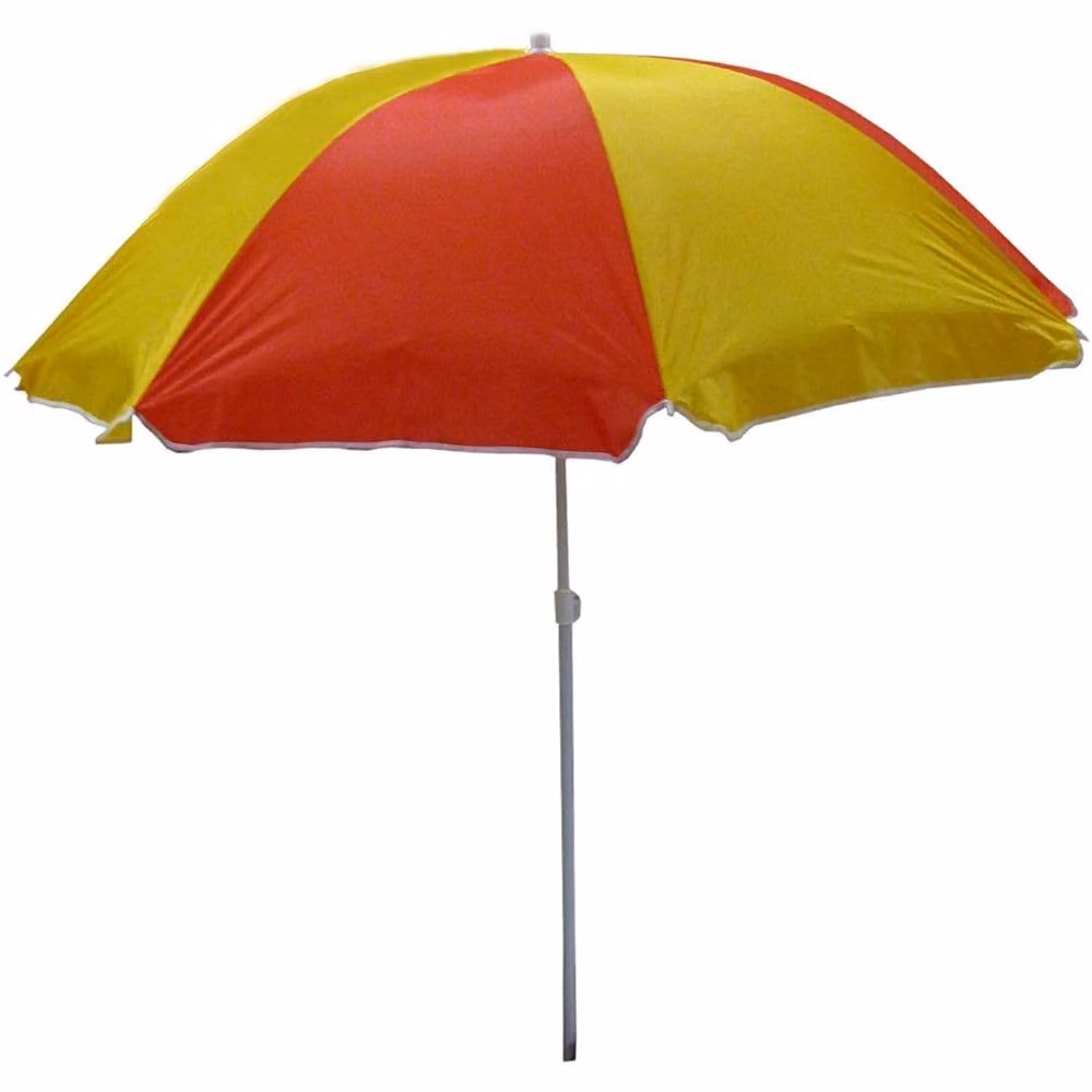 FLAVORA Red, Yellow and Grey Tilting Beach and Garden Parasol Umbrella with UPF 40 Protection, Diameter: 1.8 m – 1