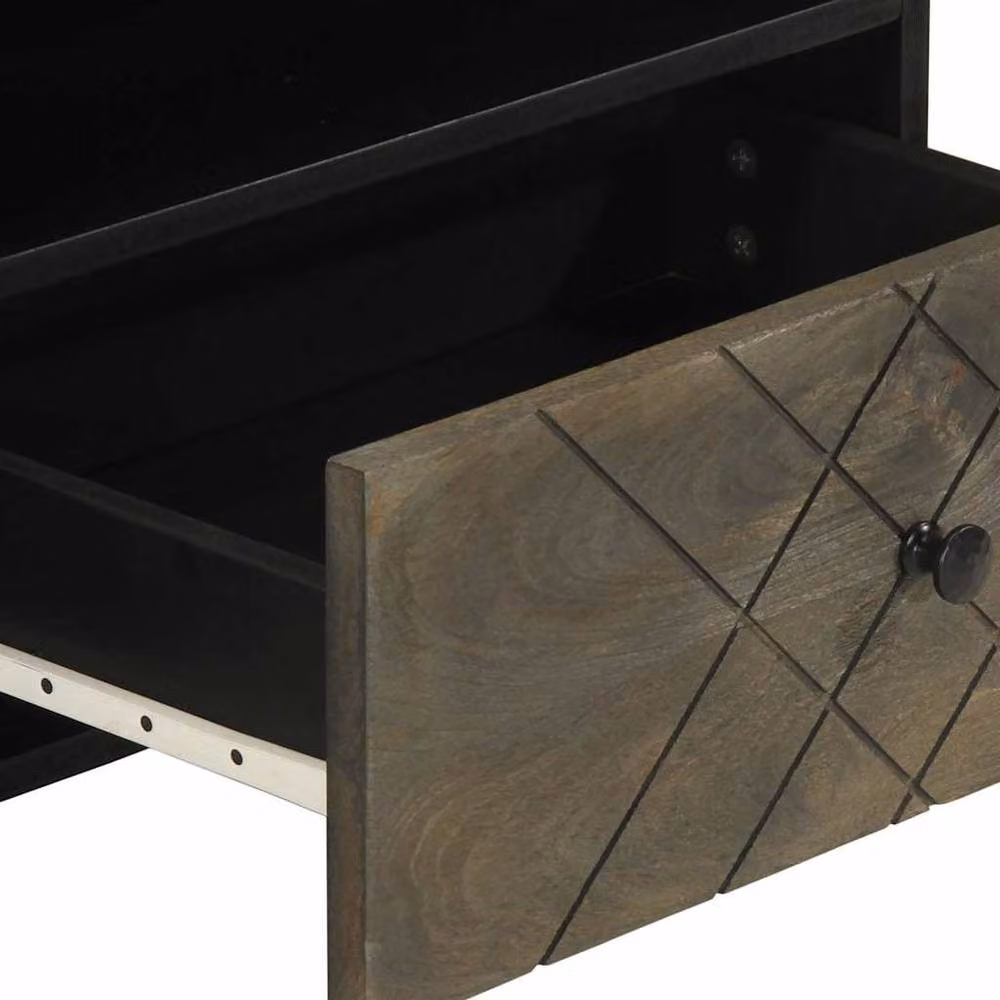 Berkfield Home Black Mango Wood TV Cabinet W: 80 cm, D: 33 cm, H: 46 cm – 5