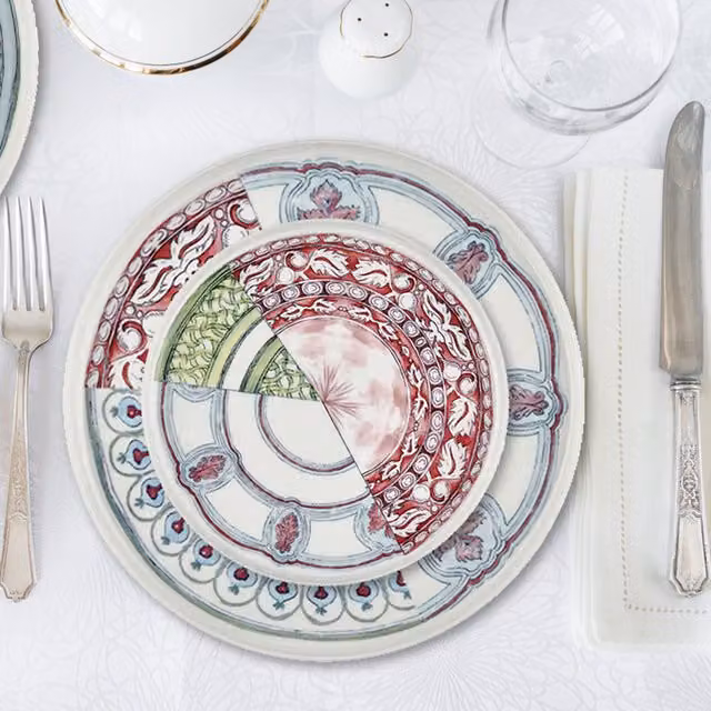 The Mia Kintsugi Series Multicolour Porcelain Dinner Plate Set of 6