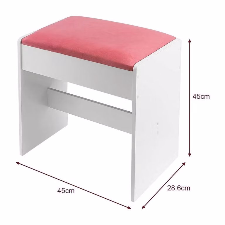 Havendro Padded Dressing Stool in White