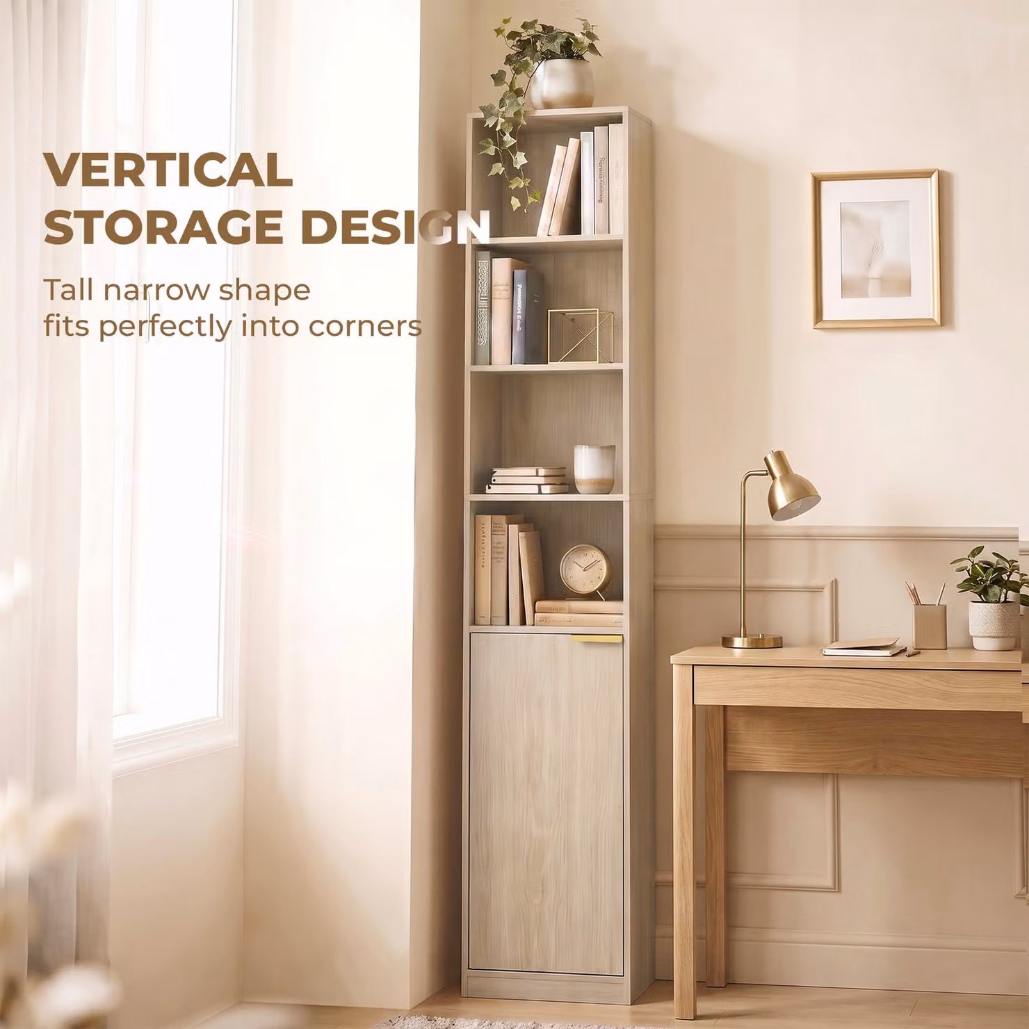 HOMCOM 6-Tier Oak Wood Effect Bookcase with Adjustable Shelves and Anti-Tip Hardware in Brown – 2
