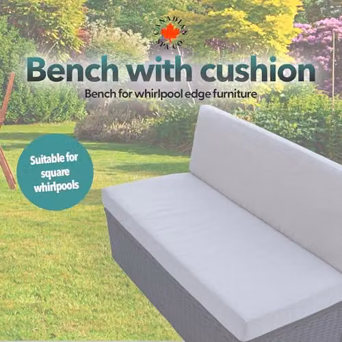 Canadian Spa Co. Grey Wicker Weave Bench with Cushion for Square Spas and Hot Tubs with Rustproof Aluminium Frame – 2