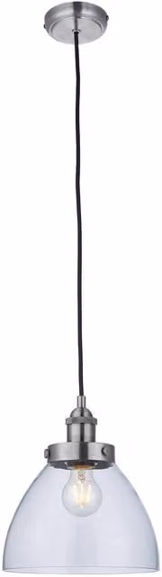 Loops Dimmable Suspended Ceiling Pendant Light in Silver with Transparent Glass, E27, W: 22.5 cm, D: 22.5 cm, H: 22.5 cm