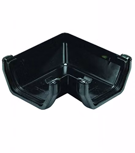 FloPlast 114mm Square Gutter 90 Degree Angle, Black