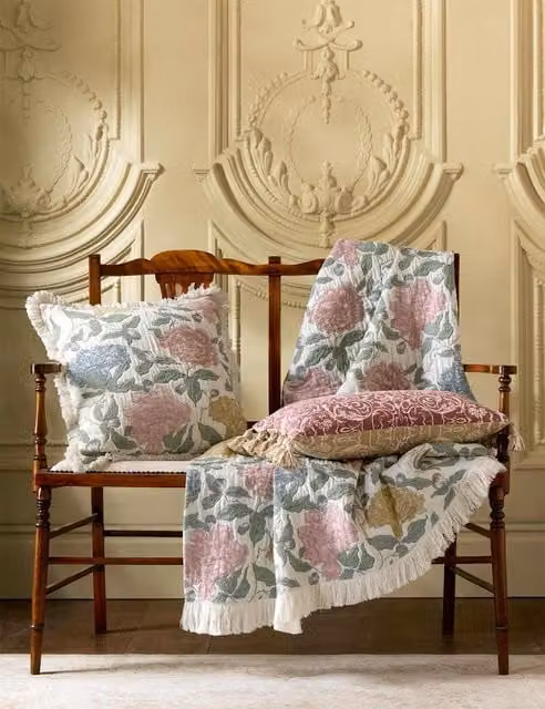 Historic Royal Palaces Albert Jacquard Floral Cotton Cushion in Multicolour