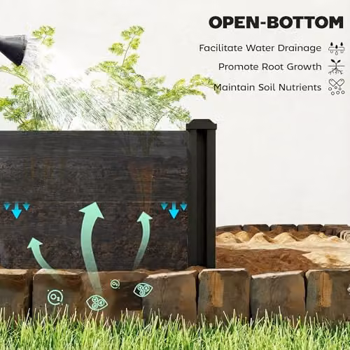 Outsunny Grey Plastic WPC Raised Garden Bed Kit – 5