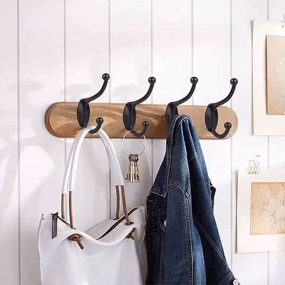 NESTLUNE 10 Pack Double Wall Hooks for Clothes, Hats, Coats and Robes in Black – 2
