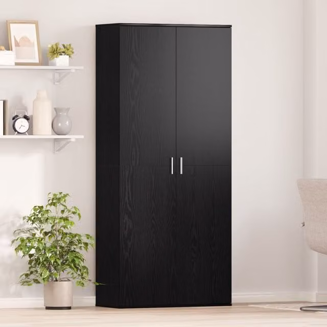 Berkfield Home Black Oak Modern Highboard with Hinged Doors, W/D/H: 80 x 35 x 180 cm – 1