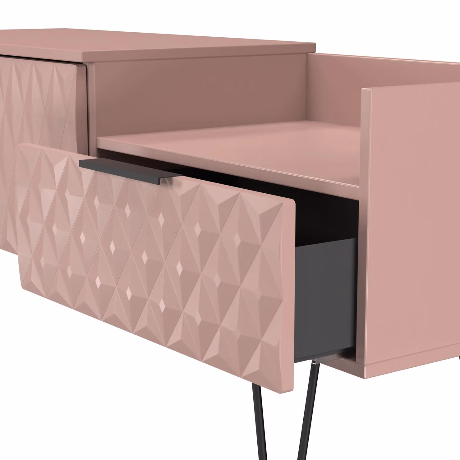 2 U Islay Ready Assembled 2 Drawer Coffee TV Unit in Dusty Pink – 3
