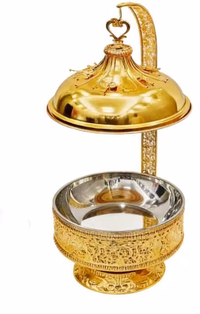 KDMK 8L Gold Floral Buffet Banquet Chafing Dish with Lid and Stainless Steel Food Warmer