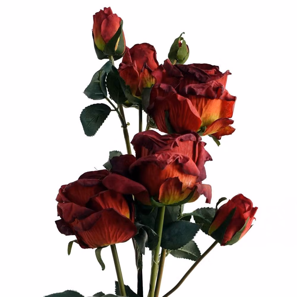 Leaf Red Rose Artificial Flower Sprays, Set of 6, 60 cm Height – 4