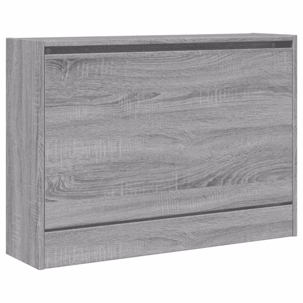 Berkfield Home Modern Grey Shoe Cabinet with Tilting Compartments and Push to Open Doors, W/D/H: 80 x 21 x 57 cm – 3