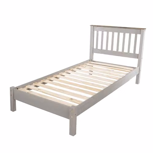 Core Products Corona 3'0" Single Slatted Low End Bedstead in Grey Pine Wood, W/D/H: 90 x 190 cm