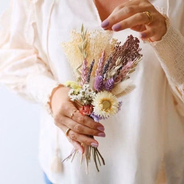 Lisa Angel Mixed Pastel Dried Flower Bouquet in Pink, Purple, Yellow and Multicolour