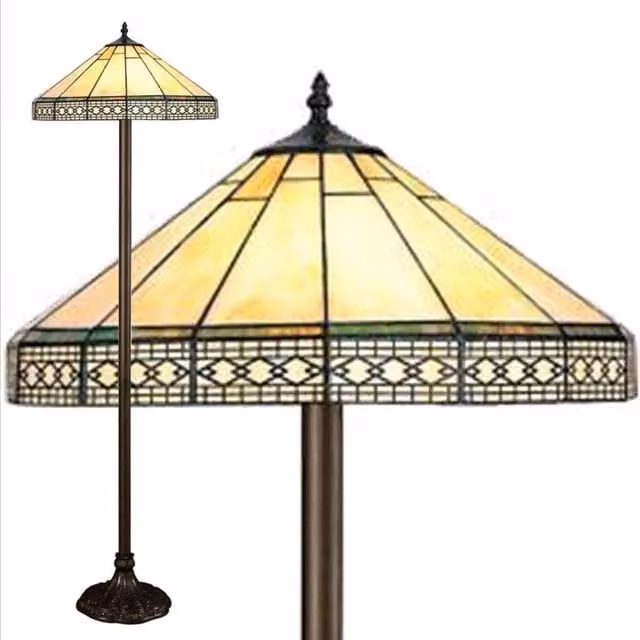 BELOFAY Tiffany Stained Glass Floor Lamp in Multicolour with Bronze Metal Base