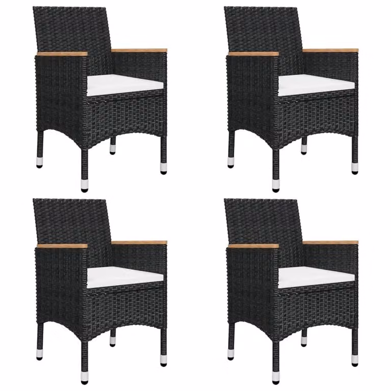 Berkfield Home 5 Piece Modern Garden Dining Set with Acacia Wood and Black Cushions