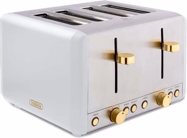 Tower Cavaletto 4 Slice Stainless Steel Toaster, White