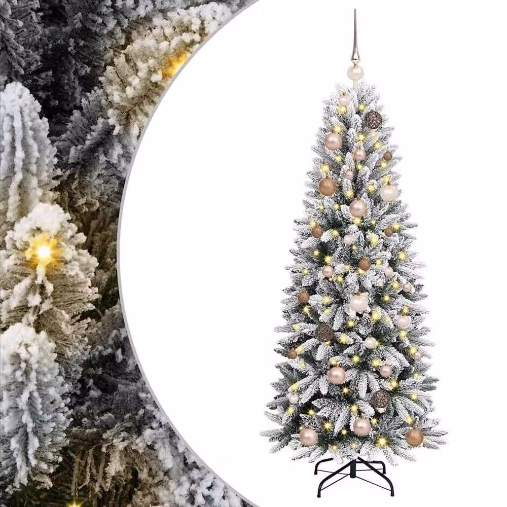 Berkfield Home Green Artificial Christmas Tree with 150 White LEDs, W/D/H: 63 x 63 x 150 cm – 2