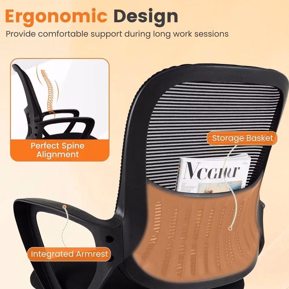 Kelvenix Set of 2 Black Fabric Conference Room Chairs with Integrated Armrests and Metal Frame – 5