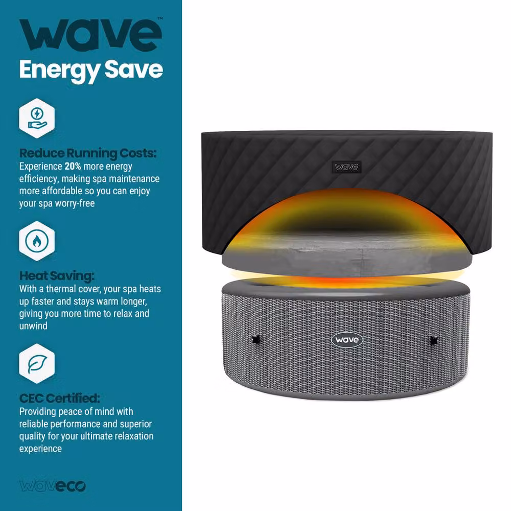 Wave Spas Atlantic Round Thermal Insulated Hot Tub Cover, Black – 3
