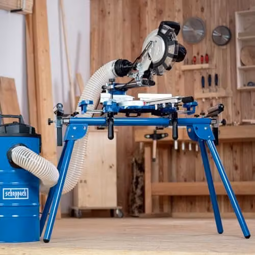 Scheppach UMF2000 Universal Mitre Saw Stand, Foldable and Portable Saw Base with 2m Arm and 250kg Load Capacity