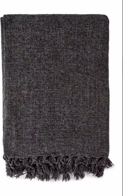 New Edge Blinds Camilla Collection Chenille Chevron Throw in Dark Grey, W: 150 cm, H: 200 cm – 1