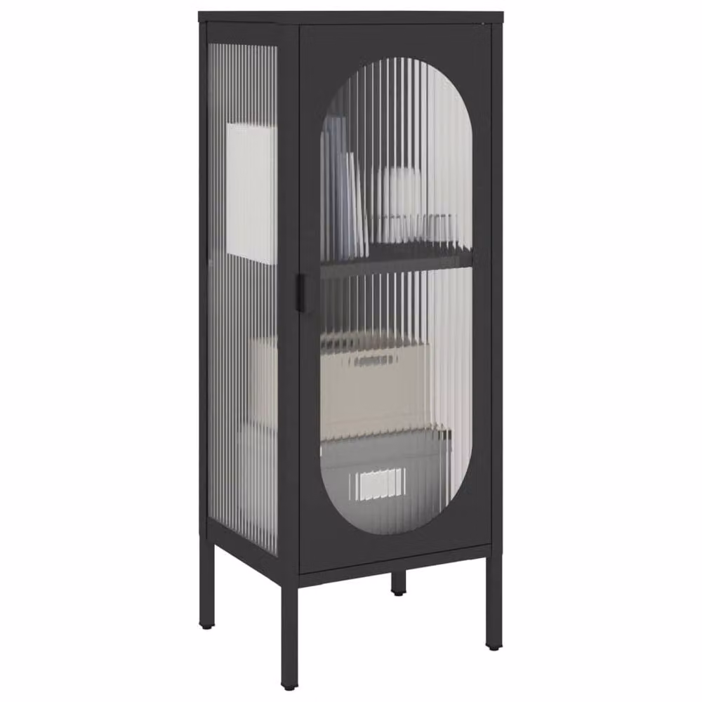 Berkfield Home Modern Black Sideboard with Glass and Metal, W/D/H: 40 x 35 x 105 cm – 3