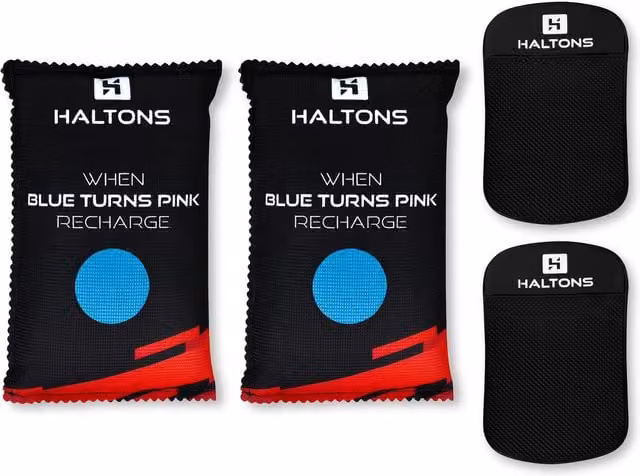 Haltons Reusable Car Dehumidifier Bag with Indicator, Black, 2-Pack, 350g per bag