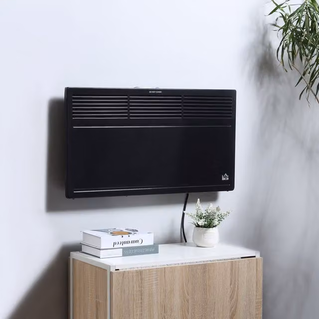HOMCOM Black Wall Mounted Convector Radiator Heater