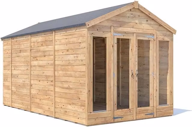 Dunster House Wooden Summerhouse with Apex Roof and Modular Design, Brown