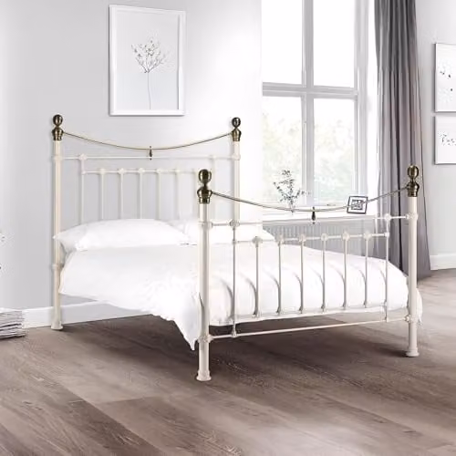 Julian Bowen Victoria Metal Bed in White, Double