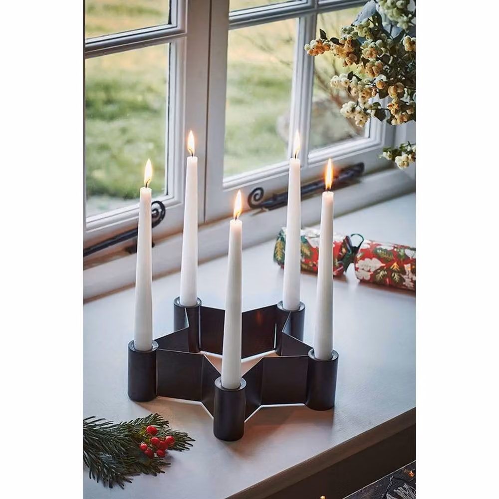 Lemon Pavilion Furniture and Decor Star Shaped Metal Taper Candle Holder, Black, W: 25 cm, D: 25 cm, H: 7 cm – 2