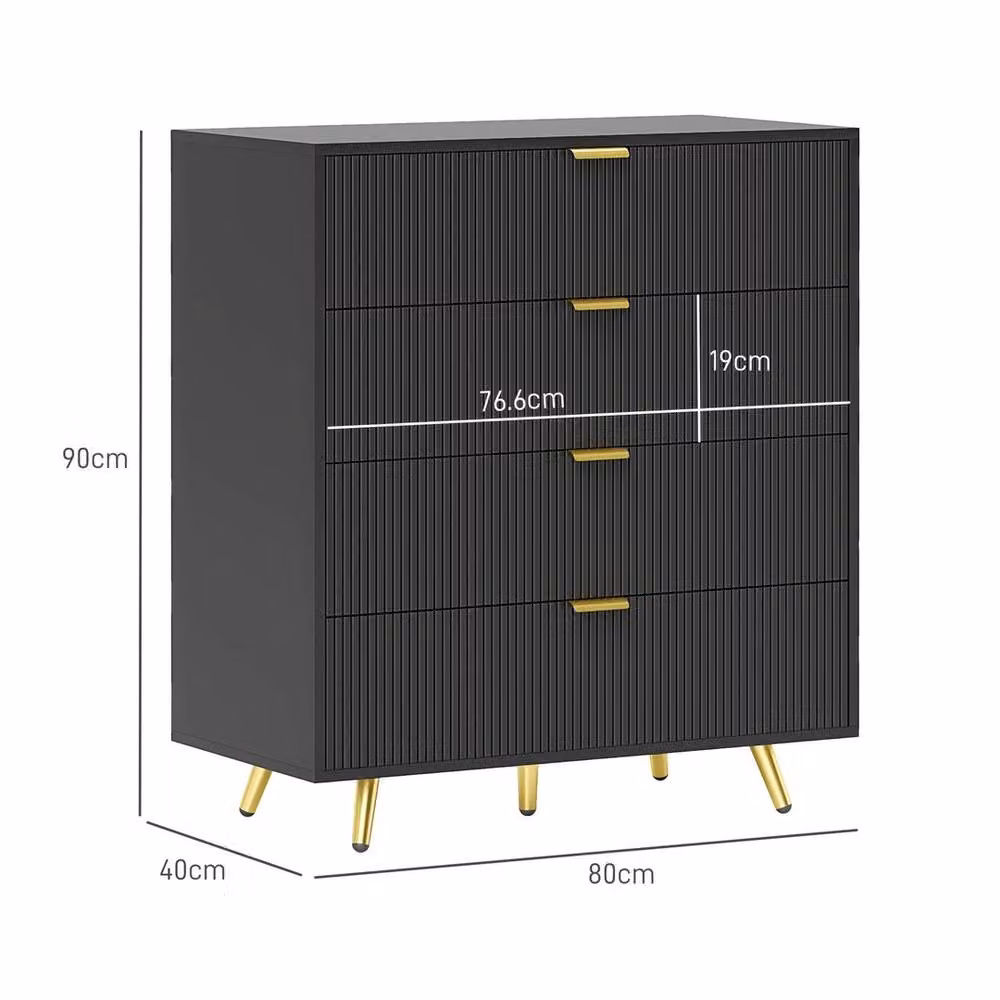 NESTLUNE Modern Black Chest of Drawers with 4 Drawers for your Bedroom, Width: 100 cm, Depth: 15 cm – 2
