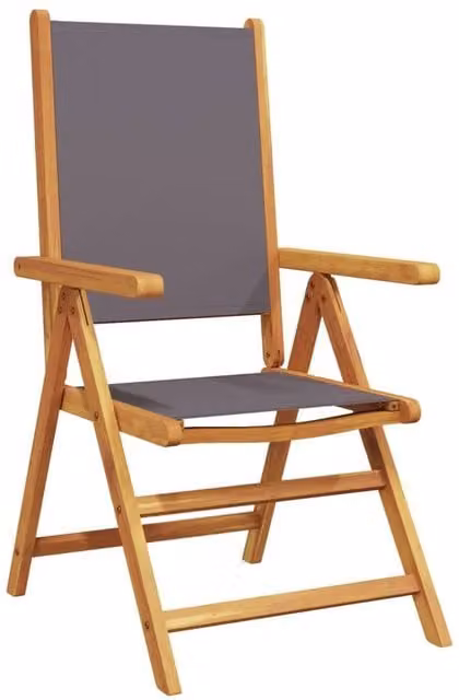 Berkfield Home Set of 6 Reclining Garden Chairs in Anthracite Fabric and Oiled Acacia Wood