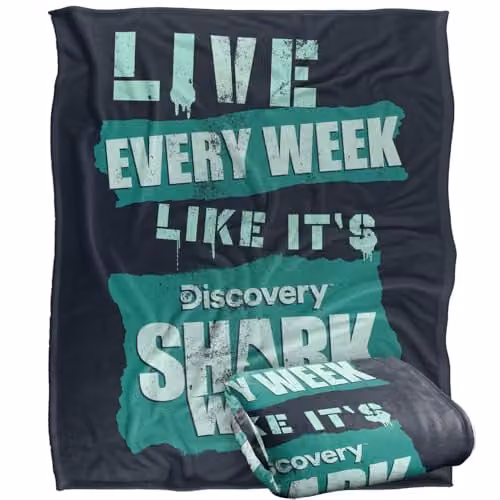 LOGOVISION Shark Week Television Series Multicolour Fleece Throw Blanket W/D/H: 152 x 127 cm – 1