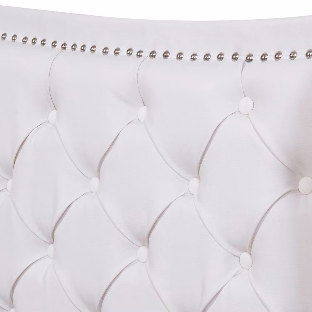 HomeTouch Ella Double Bed Frame with Upholstered Headboard in White Faux Leather – 4