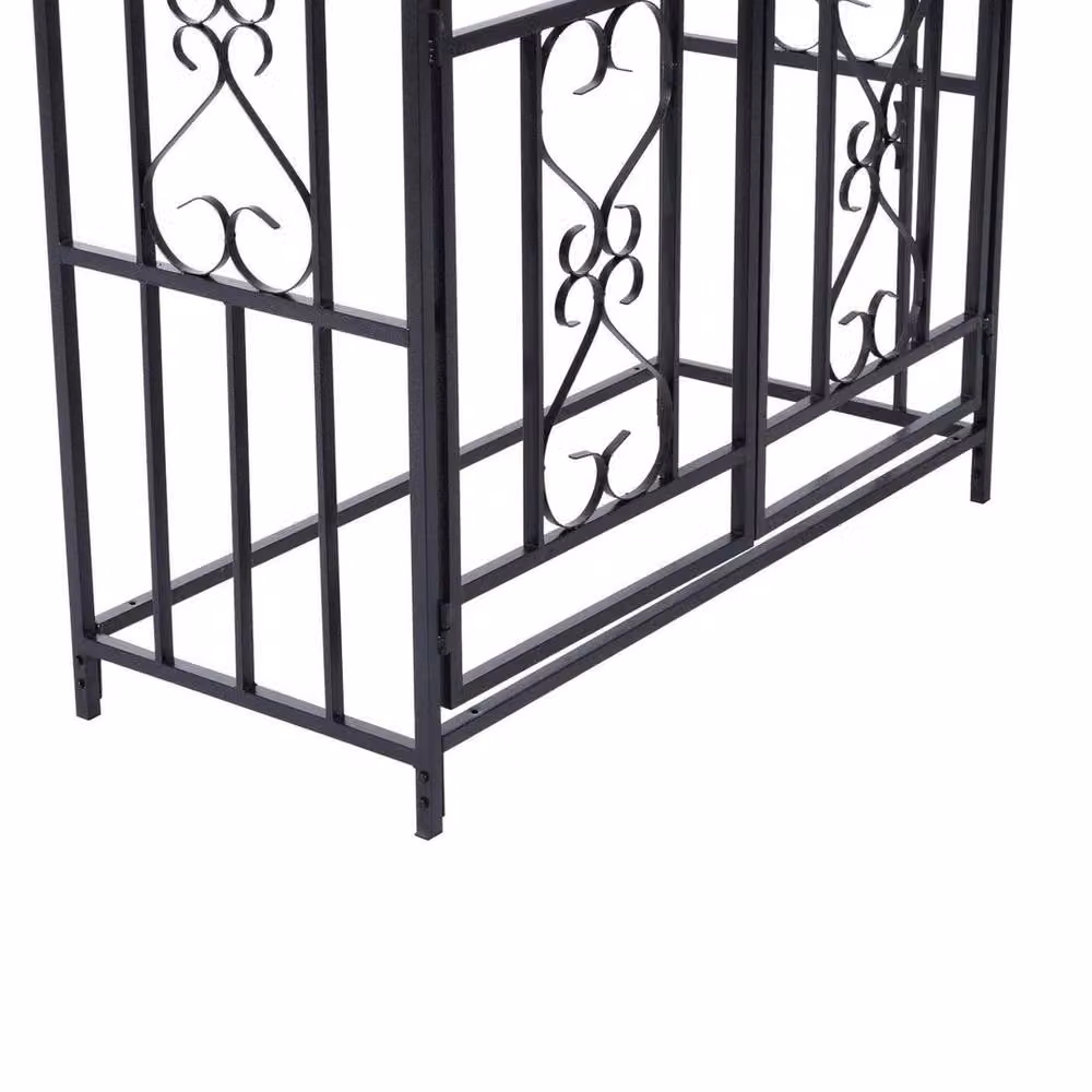 NESTLUNE Metal Garden Rose Arch Pergola and Climbing Frame in Black, H: 210 cm, W: 113 cm – 2
