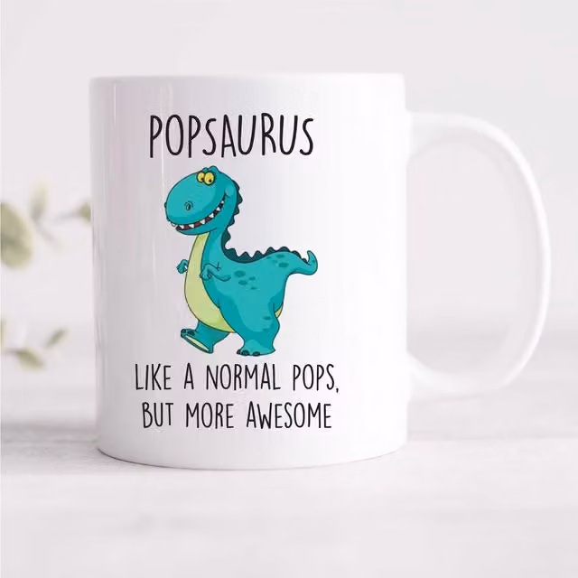 60 Second Makeover Popsasaurus White Ceramic Mug for Adults