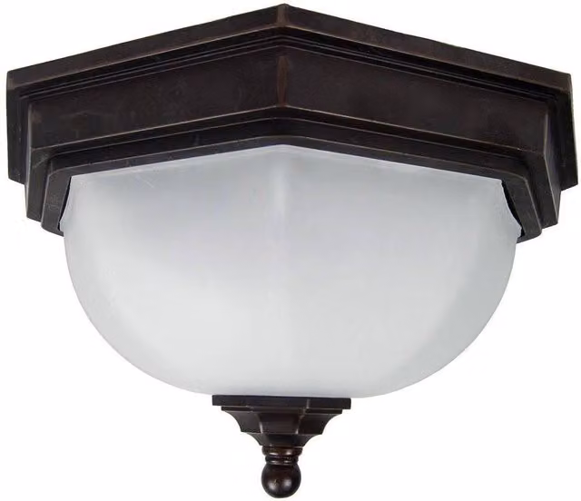 Netlighting Fairford 2 Light Bathroom Flush Ceiling Lantern in Bronze and White, IP44, E27