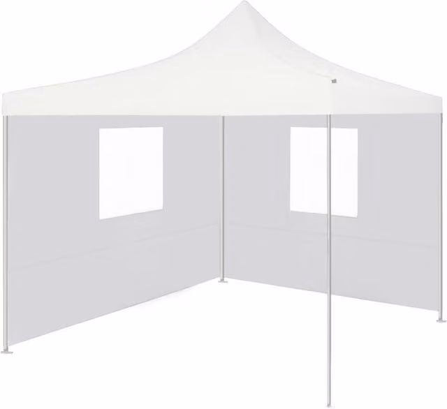 Berkfield Home Professional Folding Party Tent with 2 Sidewalls and Windows, White Steel and PVC, W/D/H: 2 x 2 x 3 m