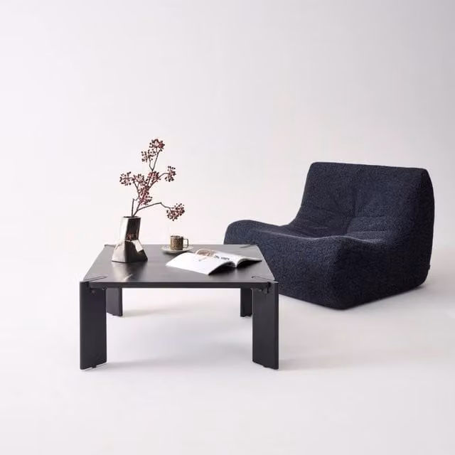 sweeek Exotic Square Solid Wood Coffee Table in Black, Mango and Acacia Wood, W/D/H: 80.0 x 33.5 x 15.3 cm