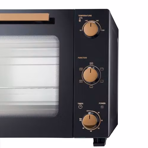Cooks Professional Mini Portable Electric Countertop Oven with Steam Assist and Timer, Black and Copper, 48L – 3