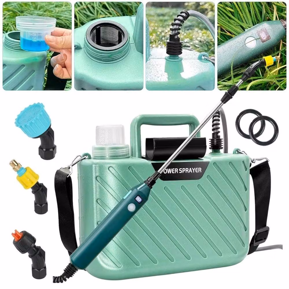 NESTLUNE 5L USB Electric Garden Pressure Sprayer in Green with Rechargeable Battery – 5