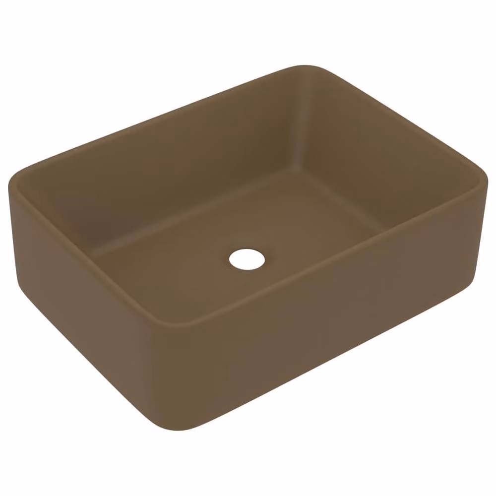 Berkfield Home Luxury Ceramic Rectangular Countertop Wash Basin in Beige, W: 41 cm, D: 30 cm, H: 12 cm – 3