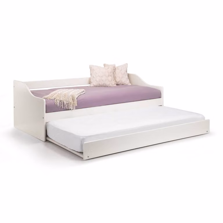 Cheshire Redwood Modern Single Daybed in White with Drawers, W/D/H: 90 x 200 cm